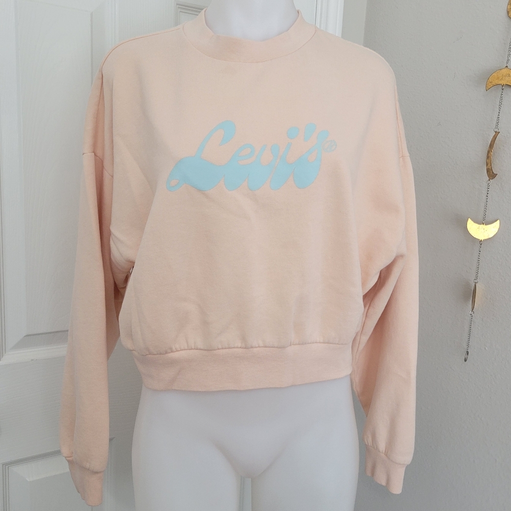 Levi's Cropped Sweatshirt L EUC  Peach & Teal Super Soft & Lightweight